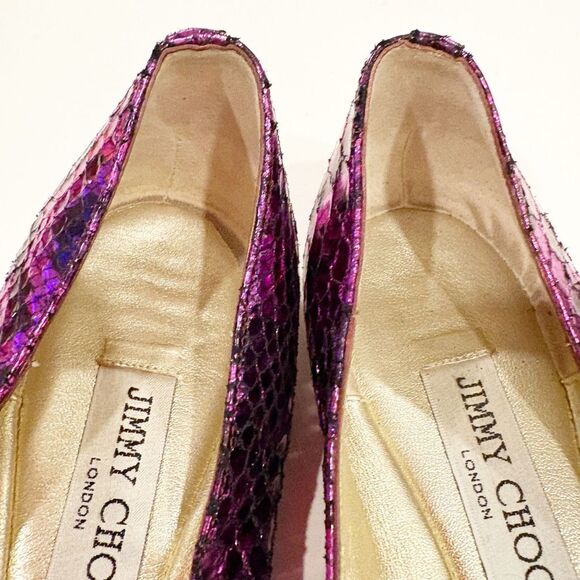Jimmy Choo Purple Snakeskin Ballet Flat Slip On Size 40 - Picture 8 of 9